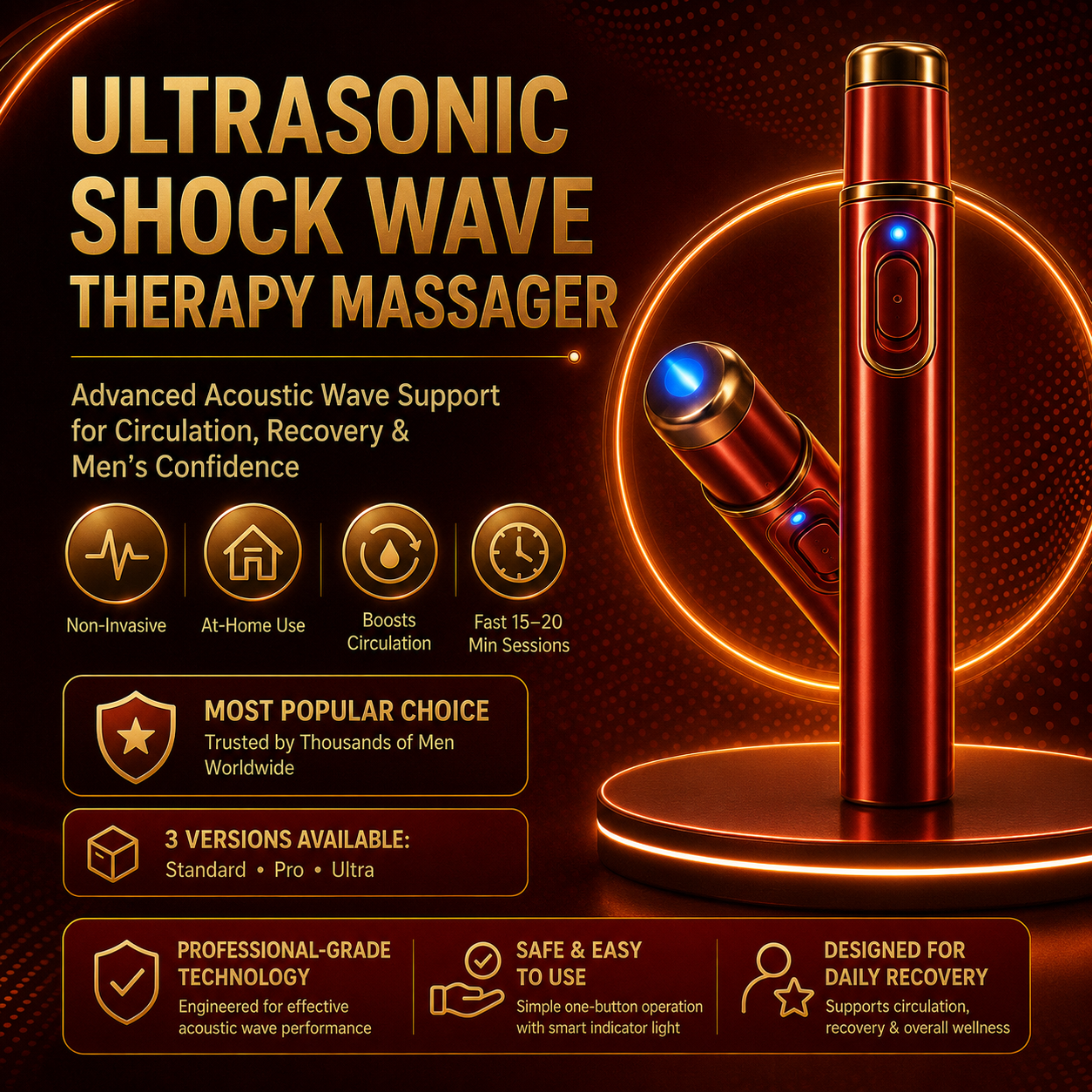 🔊Advanced Acoustic Shockwave Therapy restores penile tissue health to enhance rise rigidity⬆️, stamina, and male performance confidence💪, relieving muscle pain, joint stiffness, tendon discomfort🩹